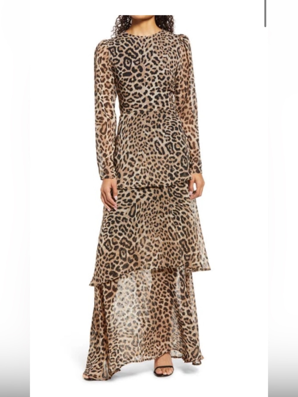 FOURTEENTH PLACE
Finola Tiered Long Sleeve Dress In Leopard